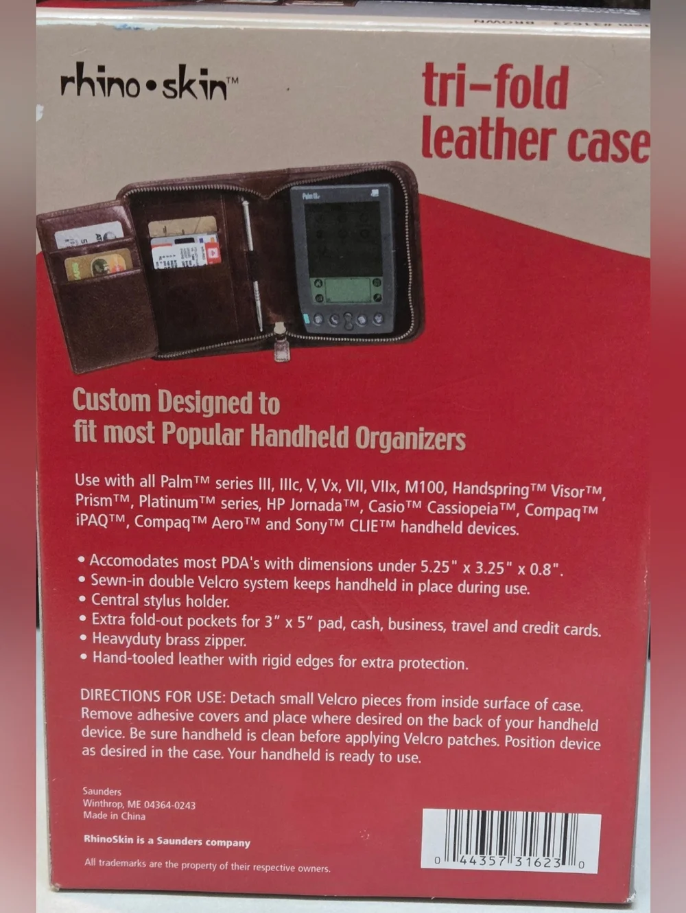 Rhinoskin Tri-Fold Leather Case for Handheld Organizers